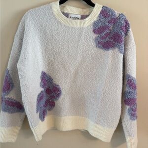 FRNCH Women's Sweater in Cream with Purple Floral Accents